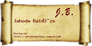 Jahoda Balázs névjegykártya